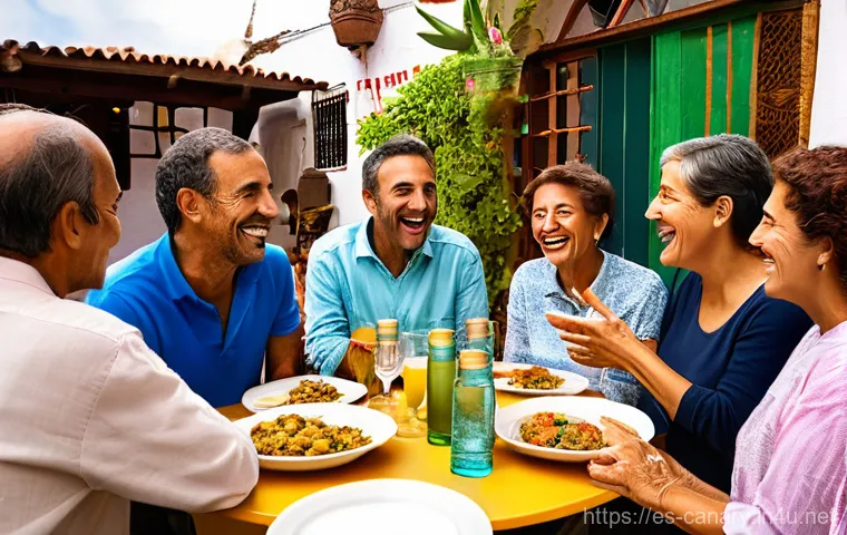 카나리아제도에서 사용하는 언어 - **Prompt 1: The Melodic Embrace of Canarian Speech**
    "A heartwarming scene depicting a kind-face...