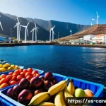 카나리아제도 유럽연합과의 관계 - **Economic Prosperity & EU Investment**: A vibrant, wide-angle shot capturing a bustling local marke...